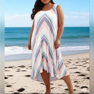 Torrid Super Soft Multicolor Chevron Print Hi Low Jersey Maxi Dress Size 2X